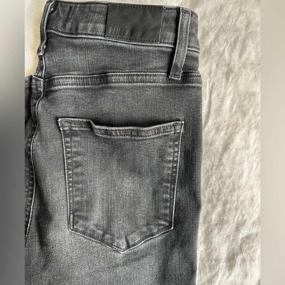 Paige High Rise Straight Ankle Jeans Black Stretch Denim Size 27 - Picture 5 of 12